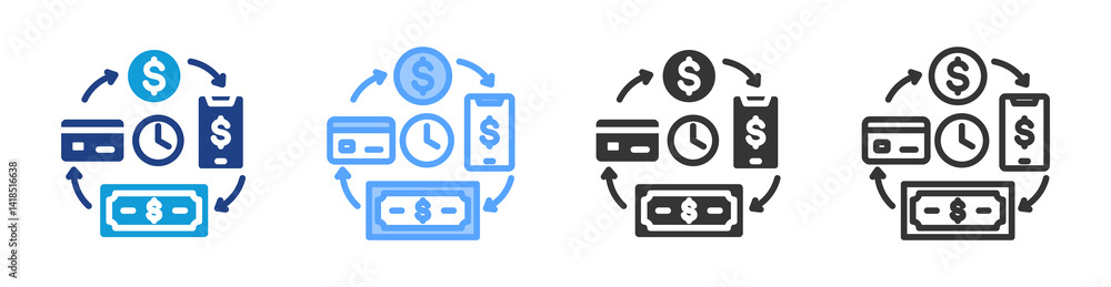 Poster Payment Term icon set multiple style collection