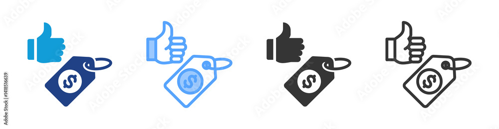 Poster Best Price icon set multiple style collection