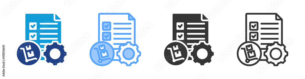 Poster spesification icon set multiple style collection