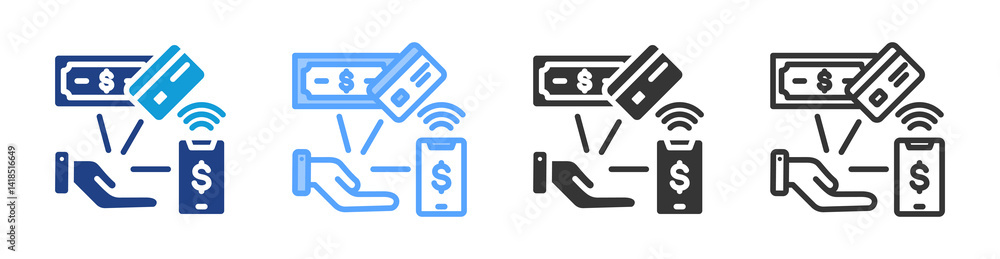 Poster Payment Method icon set multiple style collection