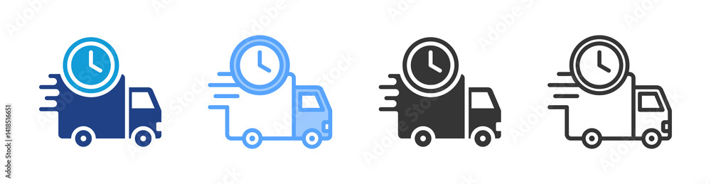 Poster Delivery Time icon set multiple style collection