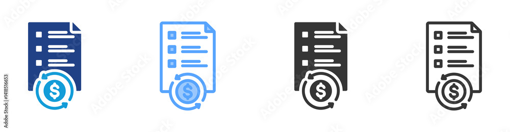 Poster Total Cost icon set multiple style collection