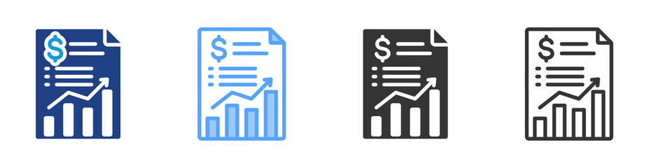 Financial Report icon set multiple style collection