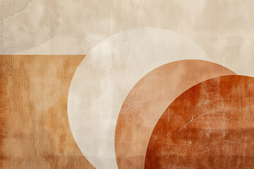 Soft Earth-Tone Pattern with Minimalist Geometric Shapes