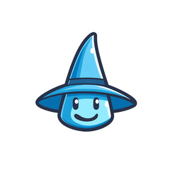 Fototapeta premium blue wizard face emoji with hat