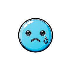 Fototapeta premium Sad blue face emoji with a single tear