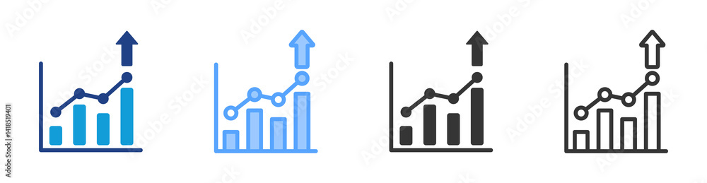 Poster Statistic icon set multiple style collection