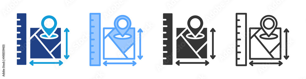 Poster Spatial Measurement icon set multiple style collection