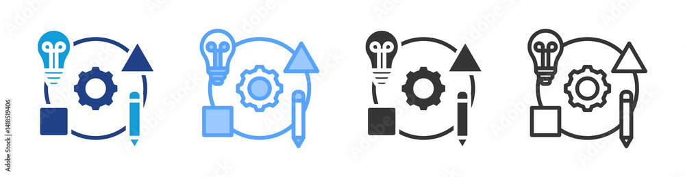 Aufkleber Types And Methods icon set multiple style collection