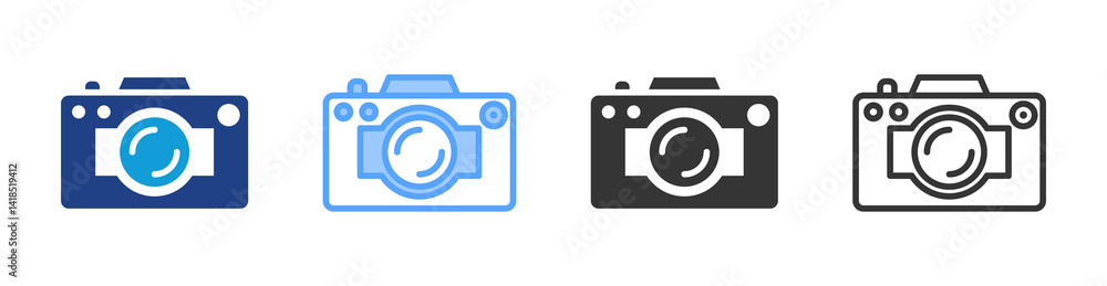 Poster photography icon set multiple style collection