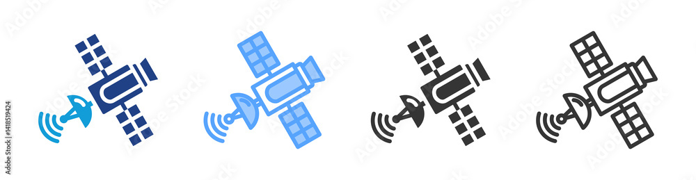 Poster Satellite Images icon set multiple style collection