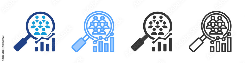 Poster quantitative population icon set multiple style collection