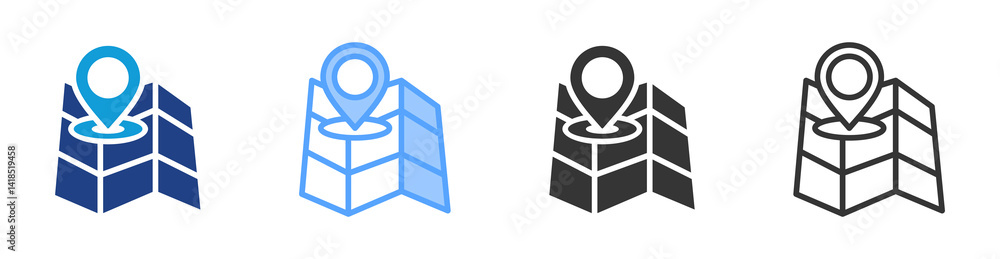 Aufkleber maps icon set multiple style collection