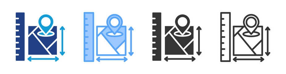 Spatial Measurement icon set multiple style collection