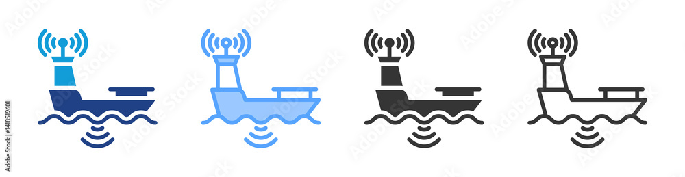 Poster Hydrographic Survey icon set multiple style collection