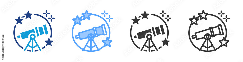 Poster astronomical survey icon set multiple style collection