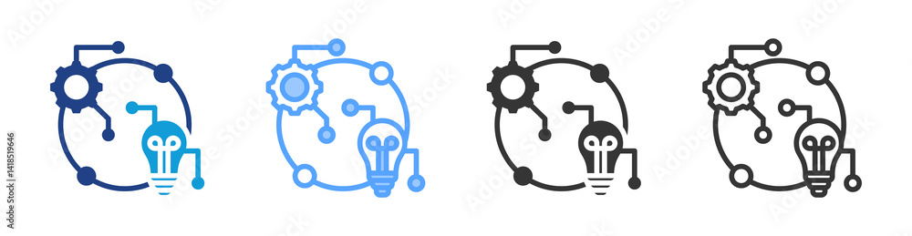 Poster Technique icon set multiple style collection