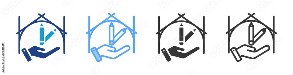 Poster quantity surveyor icon set multiple style collection