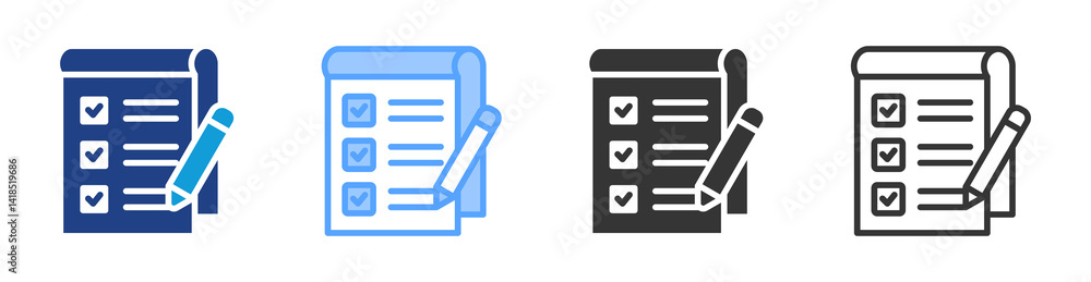 Fototapete survey list icon set multiple style collection