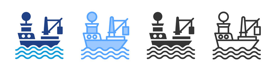 Fototapeta premium Vessel Safety Survey icon set multiple style collection