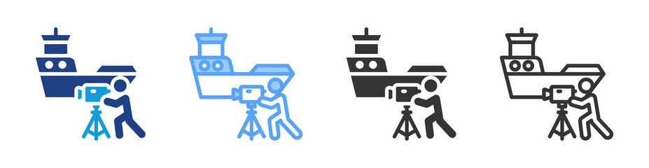 Marine Surveyor icon set multiple style collection