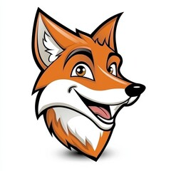 Obraz premium Cartoon illustration of a smiling fox with bright orange fur and a white chest patch