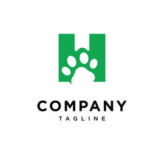 Letter H Paw Logo Icon Vector