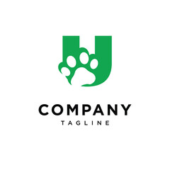 Letter U Paw Logo Icon Vector