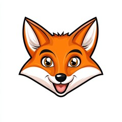 Obraz premium Cartoon illustration of a cheerful fox with orange fur and large yellow eyes