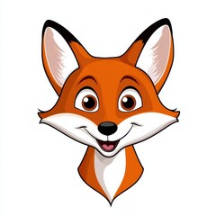 Obraz premium Cartoon illustration of a cheerful fox with large expressive eyes and a pink tongue