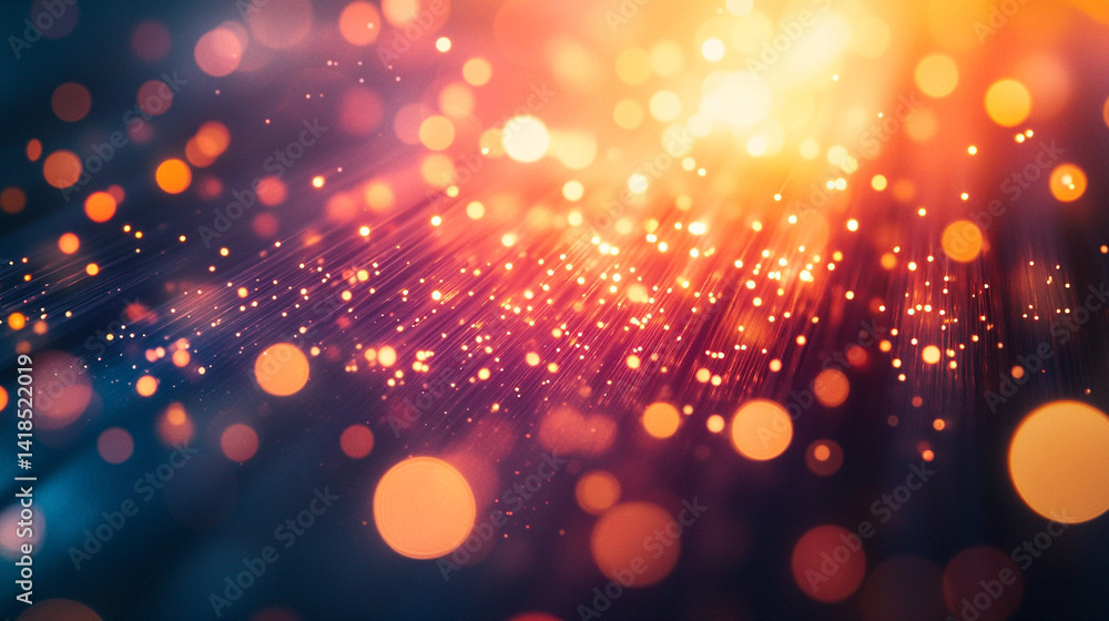 Poster red optical fibers glowing in the dark symbolize high speed internet connectivity and data transfer 