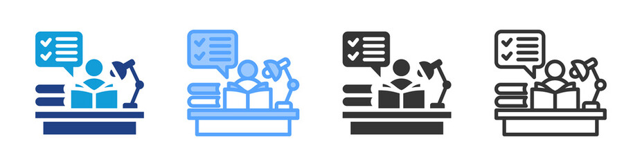 Study icon set multiple style collection
