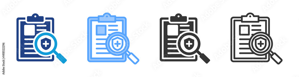 Poster public health surveys icon set multiple style collection