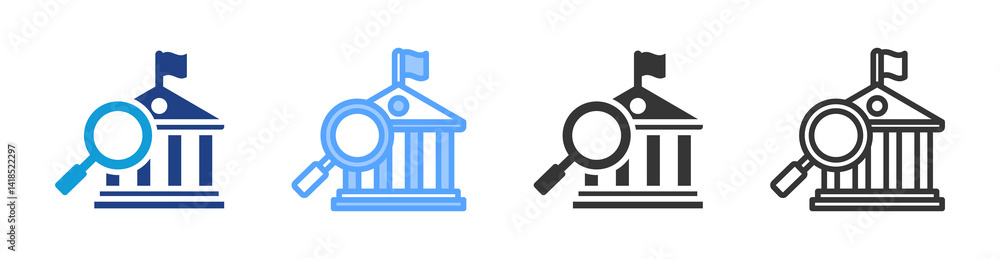 Aufkleber goverment surveys icon set multiple style collection