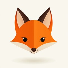 Obraz premium Flat, stylized illustration of a fox's face with bright orange fur and large black eyes