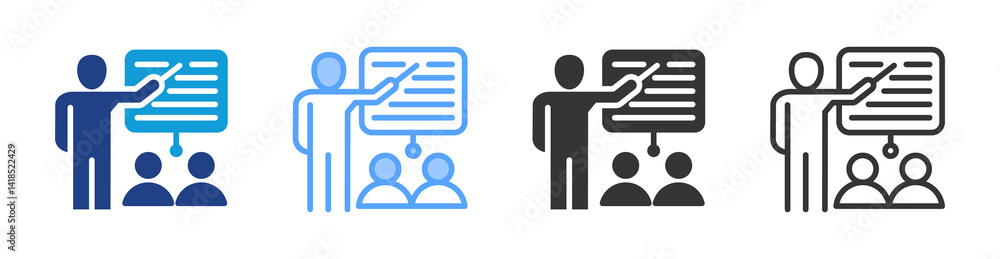 Poster training icon set multiple style collection