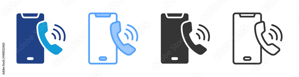 Aufkleber telephone icon set multiple style collection