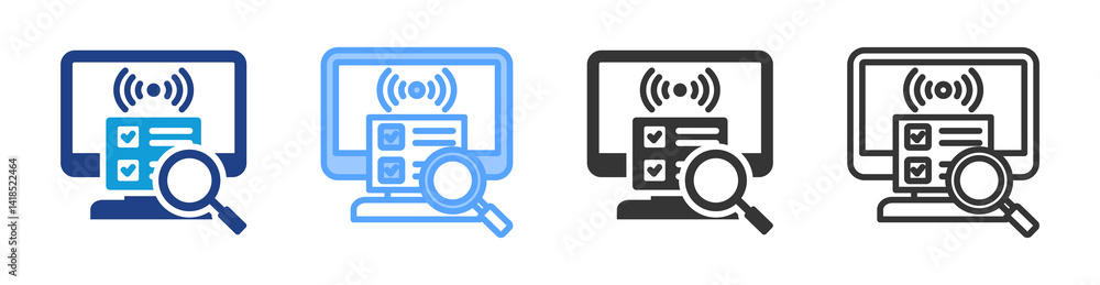 Poster online surveys icon set multiple style collection