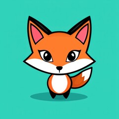 Obraz premium Cartoon fox standing upright with front paws raised on teal background