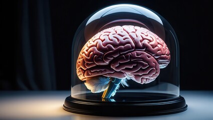 Human brain in glass dome