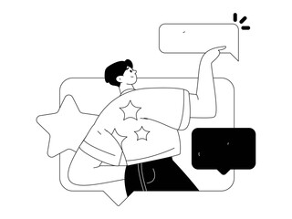 Virtual characters social communication concept business flat vector hand drawn illustration
