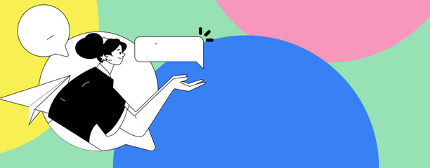 Virtual characters social communication concept business flat vector hand drawn illustration
