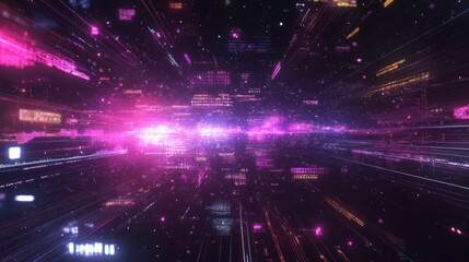 Fototapeta premium Abstract Digital Background with Light Trails and Glowing Particles