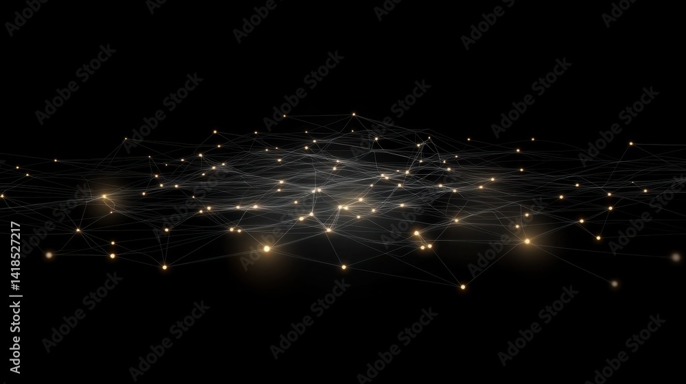 Poster abstract connection of lights and lines in dark space