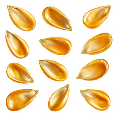 Corn kernels golden yellow food ingredient pattern isolated on transparent  background png