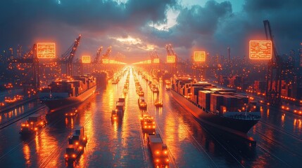 Cyberpunk Cargo Port: A Futuristic Vision of Global Trade