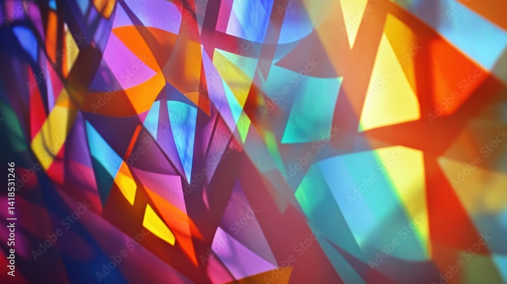 Poster colorful abstract patterns created by light and shadows on surface