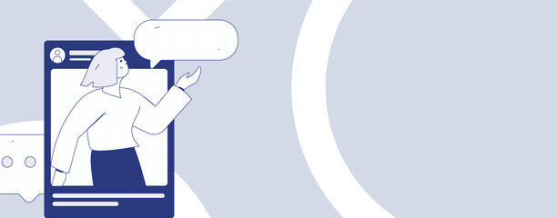 Virtual characters social communication concept business flat vector hand drawn illustration
