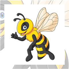 Cartoon wasp on white background