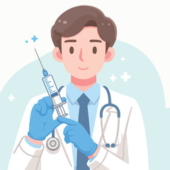 vector image of a doctor holding a syringe